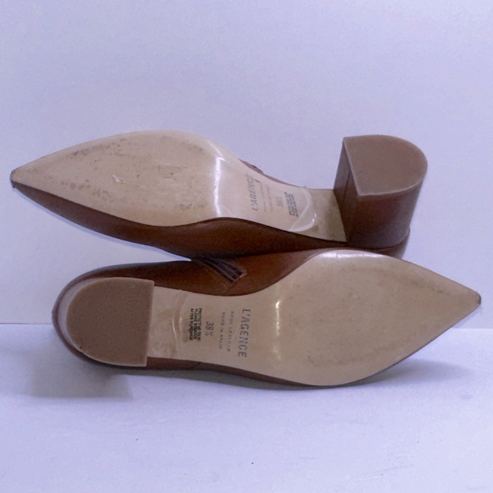 NWOB L’AGENCE Jeanne II Pointed Toe Bootie in Luggage Brown, Size 38.5 - Picture 9 of 14